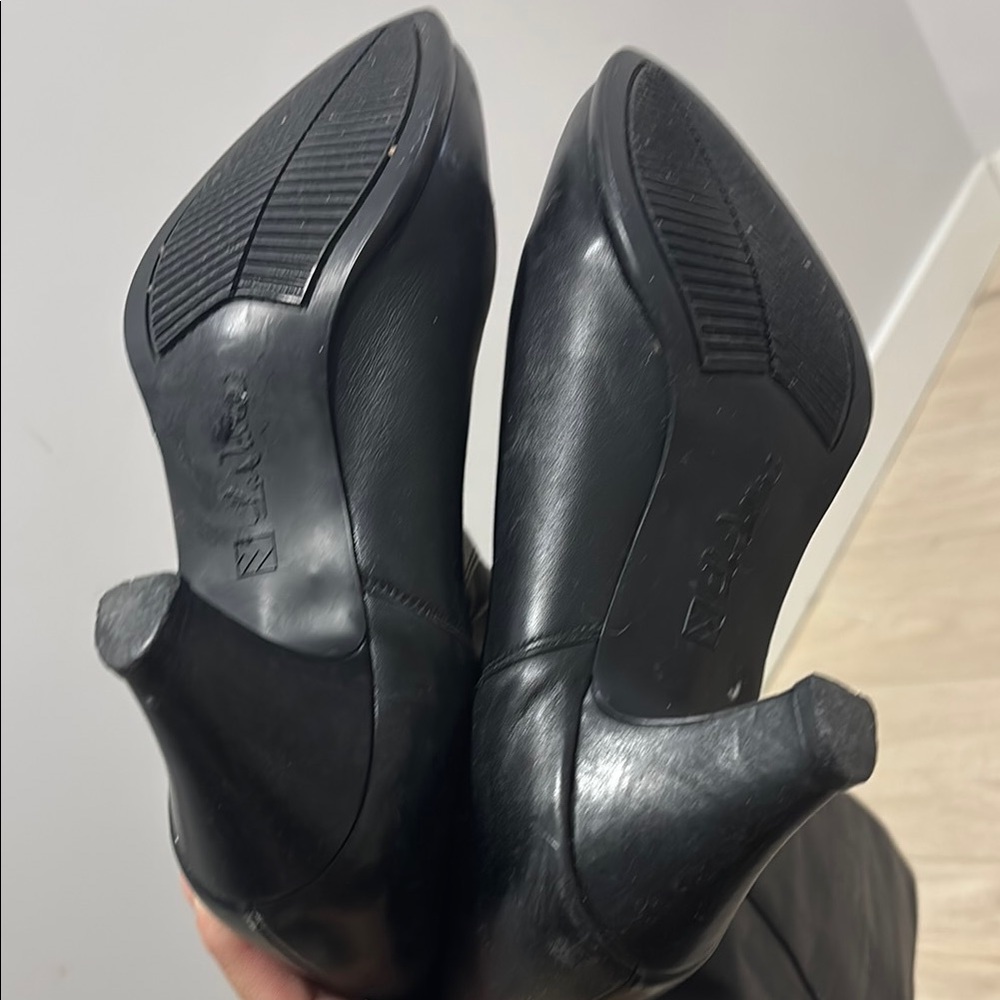 Black Heeled Boots with Tapered Heel and Rounded Toe - Picture 10 of 12